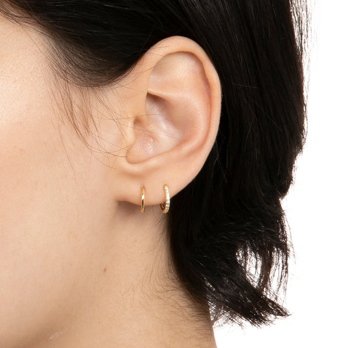 18k "Manhattan" Diamond Hoop Earring Small size