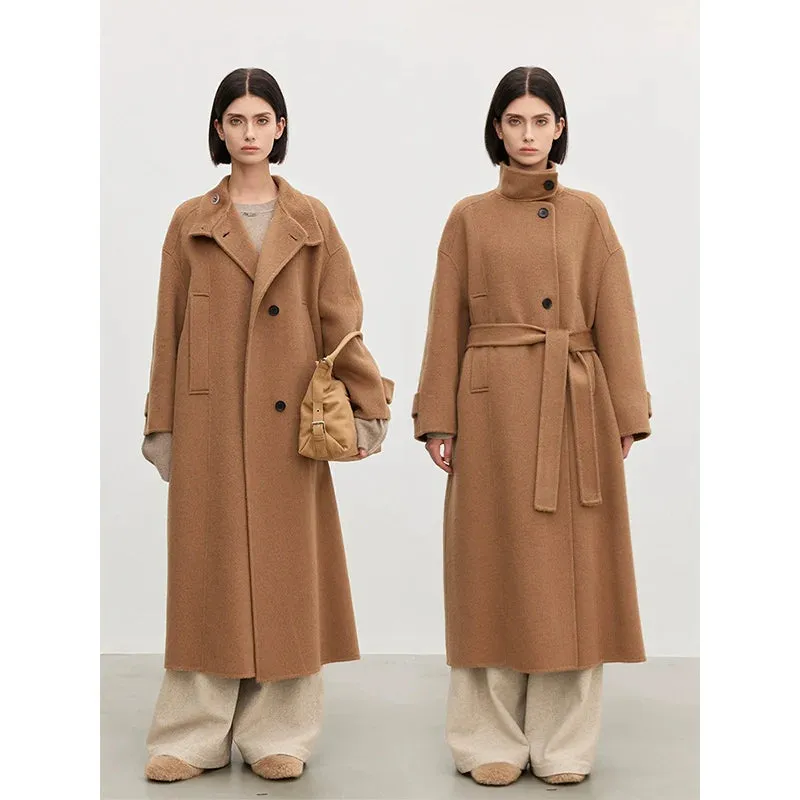 Camel Stand-up Collar Overcoat