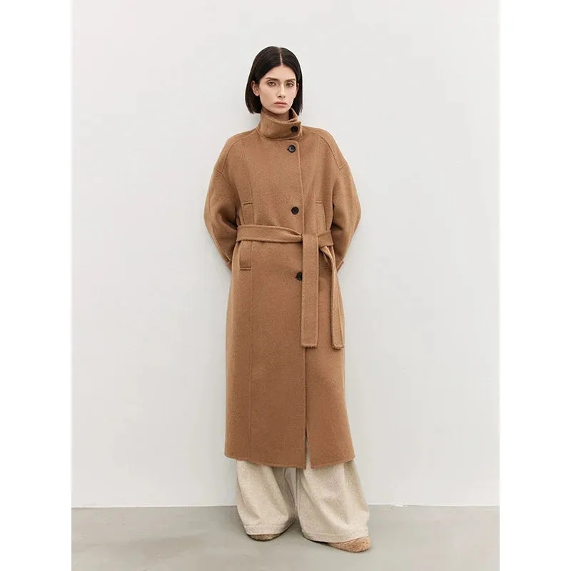 Camel Stand-up Collar Overcoat