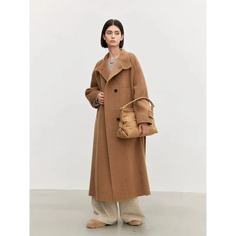 Camel Stand-up Collar Overcoat