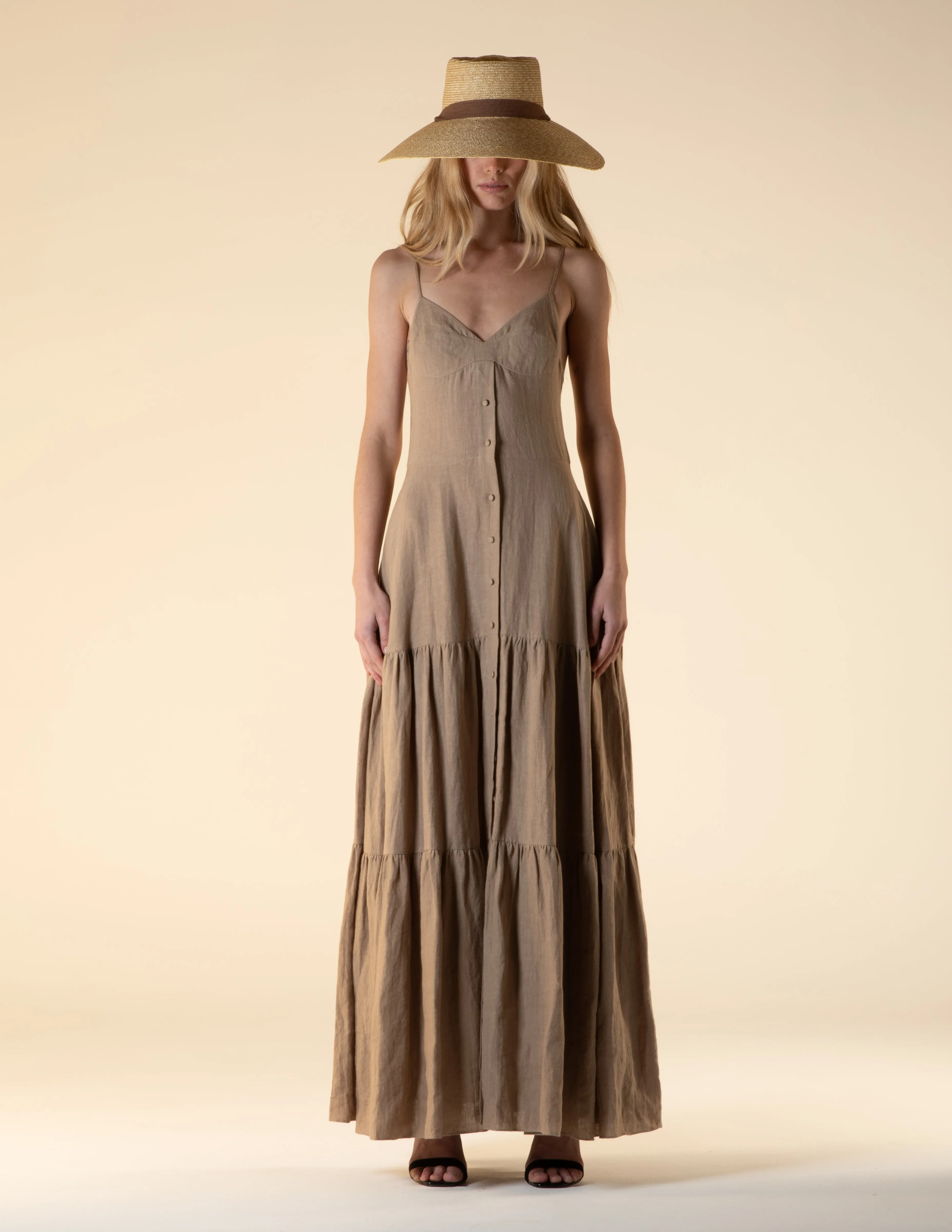 Del Rey Linen Maxi Dress Natural
