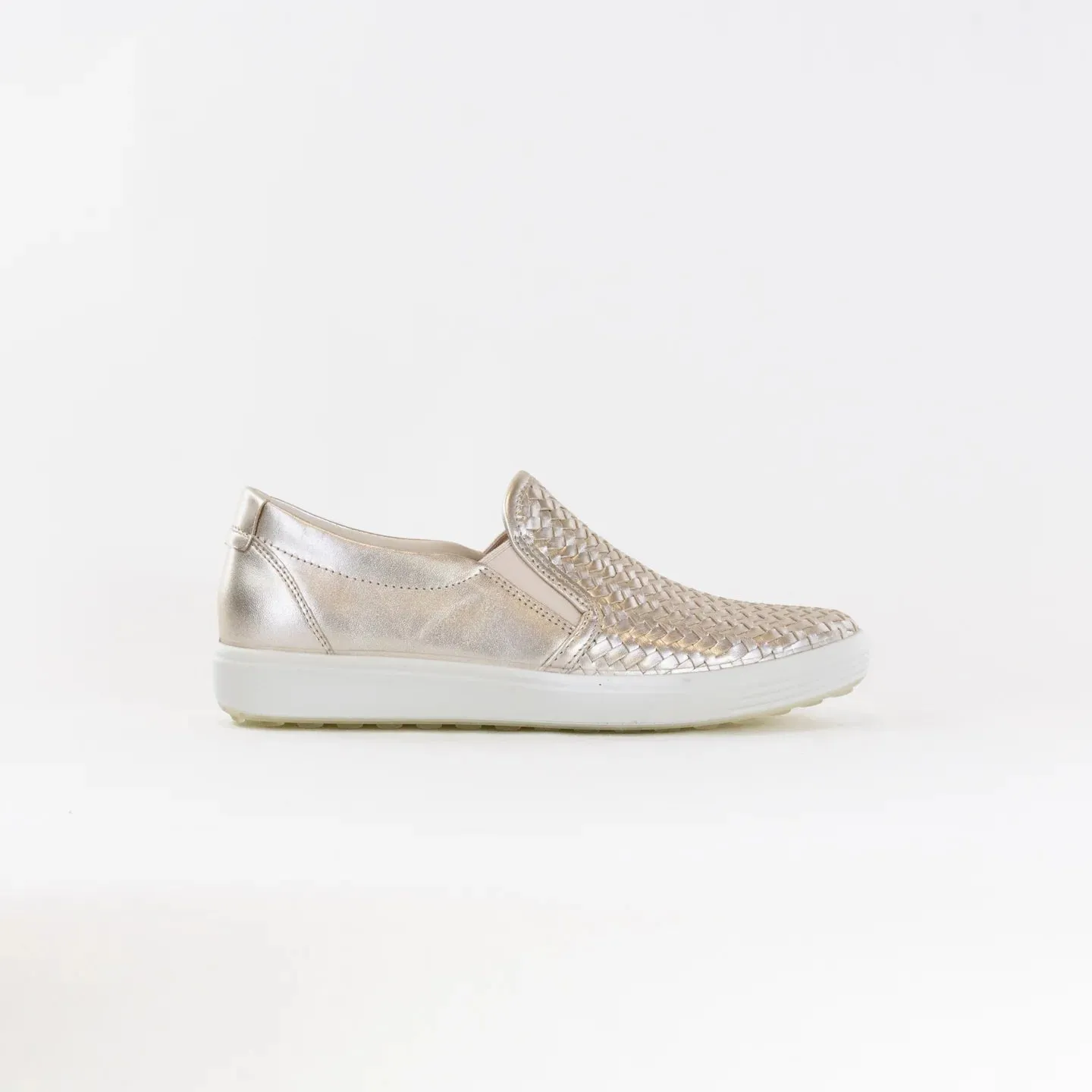 ECCO WOMEN'S SOFT 7 WOVEN SLIP-ON 2.0 - PURE WHITE GOLD