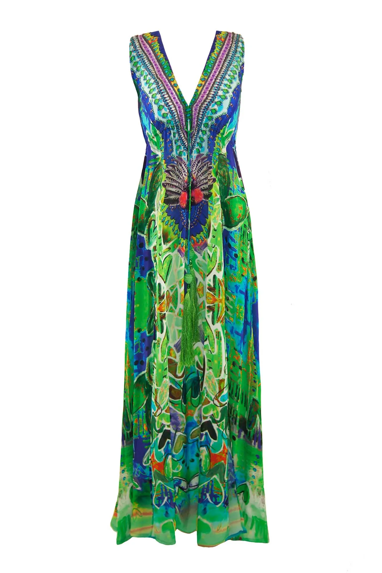 Embellished Plunge Neck Formal Dress