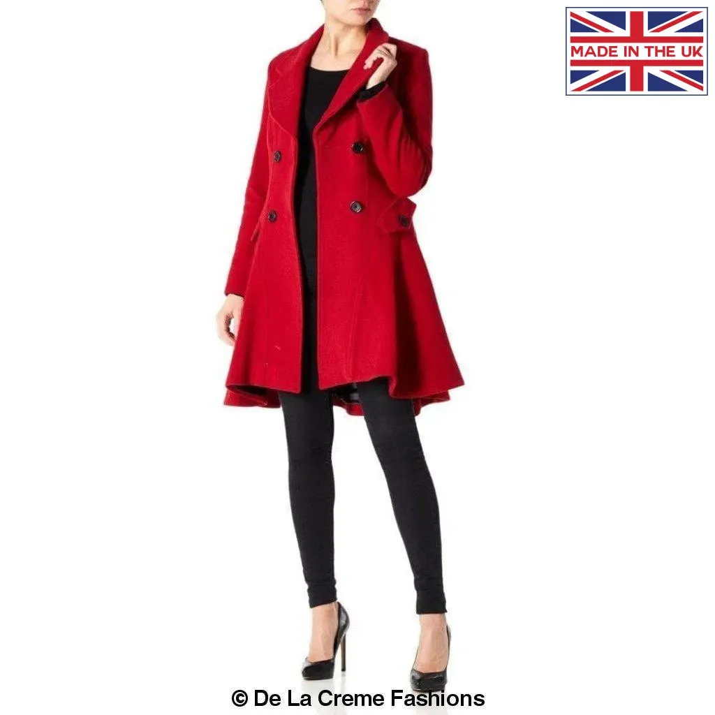 Faux Wool Double Breasted Skater Coat (1102-WASH)
