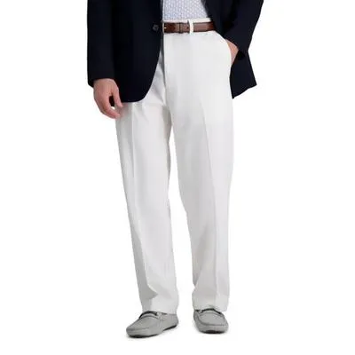 Haggar Mens Classic fit Dress Pants 36 / 31 White Solid Stretch