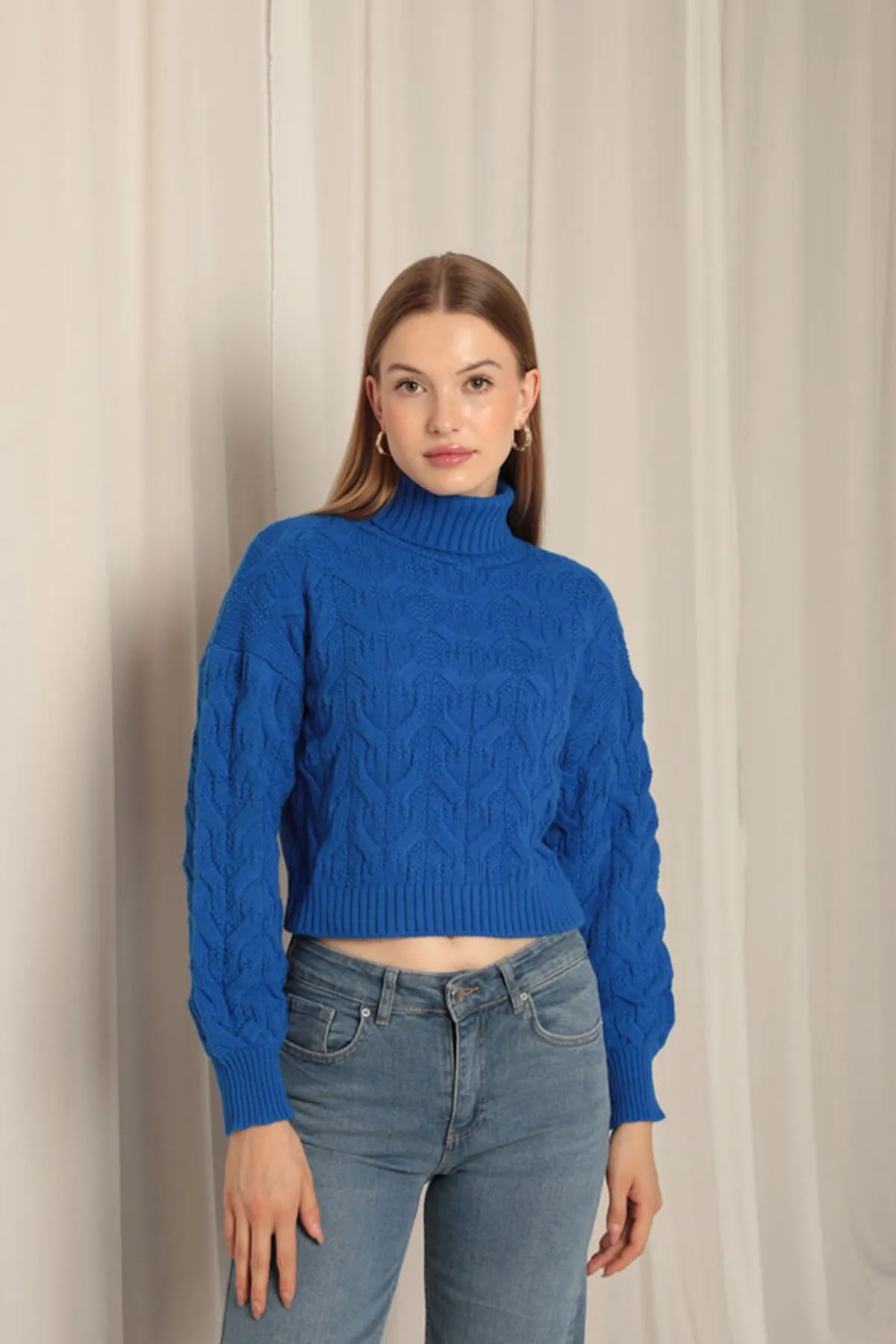KKT Knitwear Fabric Knit Detailed Women's Sweater - Newark