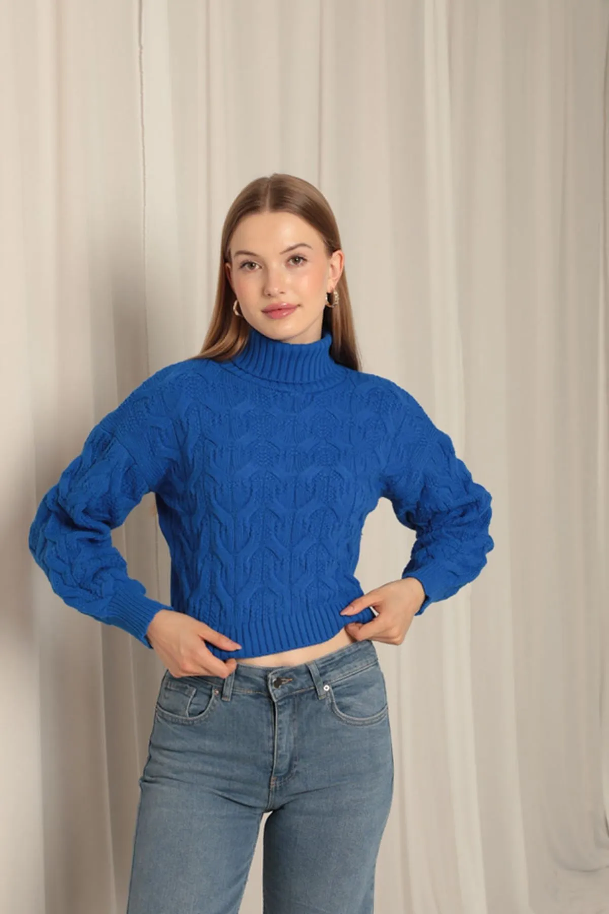 KKT Knitwear Fabric Knit Detailed Women's Sweater - Newark