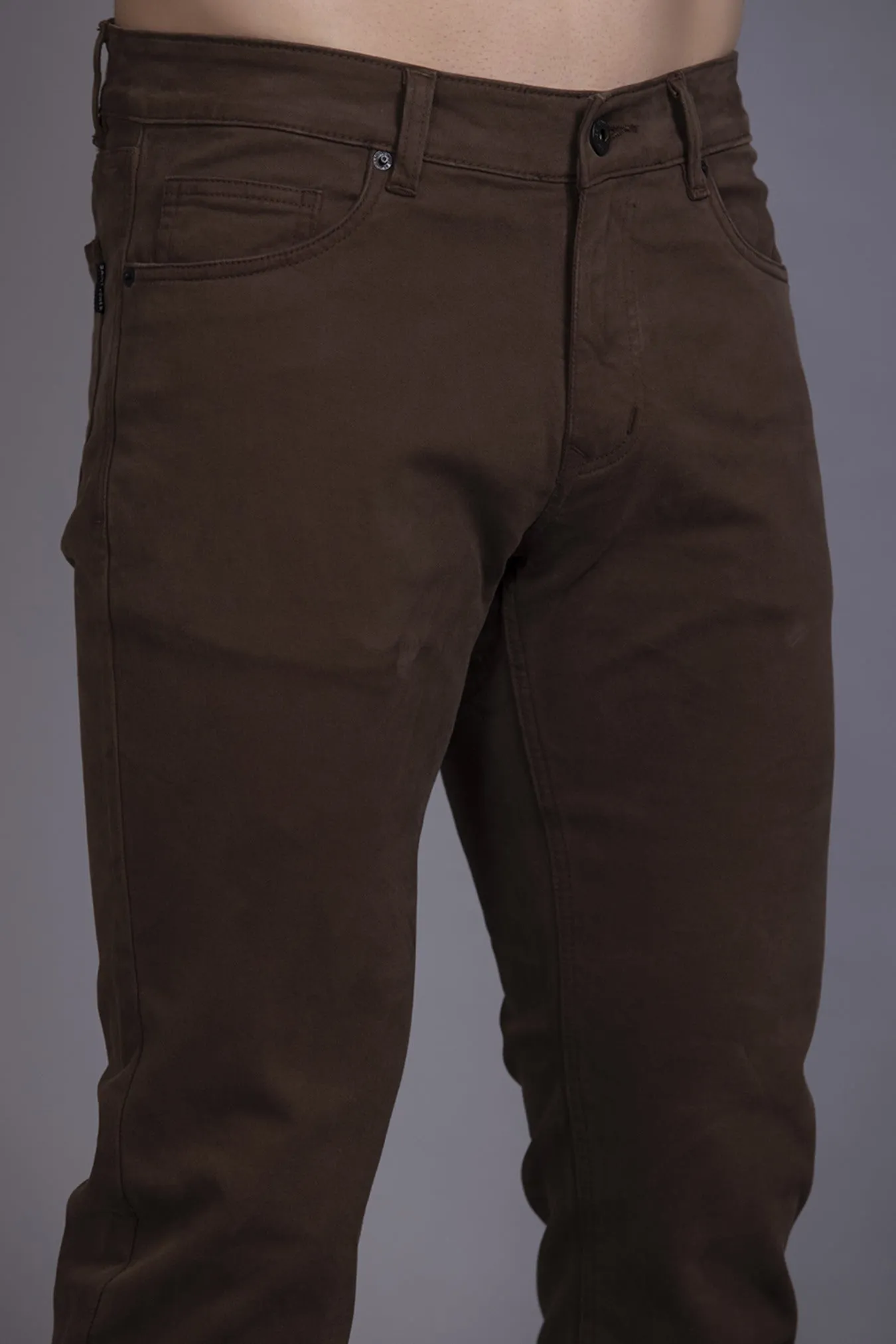 Men Colored jeans Slimfit-Dark Brown