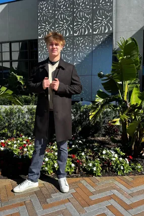 Men's  Poly/Wool Blend- Black/Brown Coat