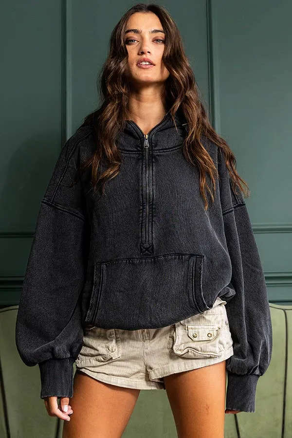 Oversize Washed Pullover Hoodie