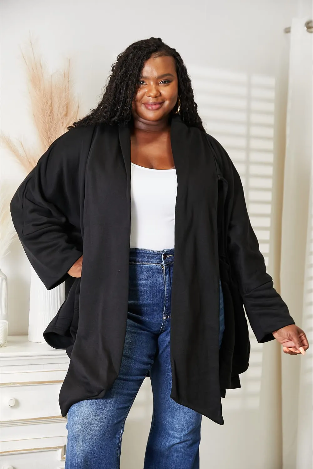 SHADOWS OPEN FRONT CARDIGAN WITH SCARF