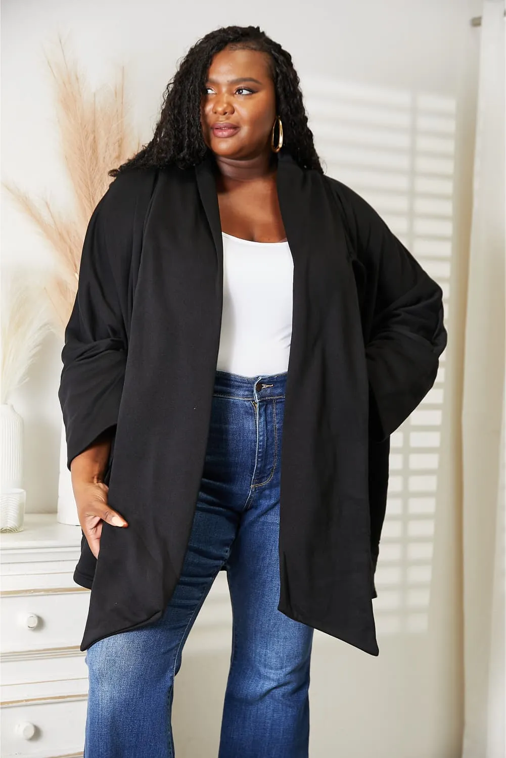 SHADOWS OPEN FRONT CARDIGAN WITH SCARF