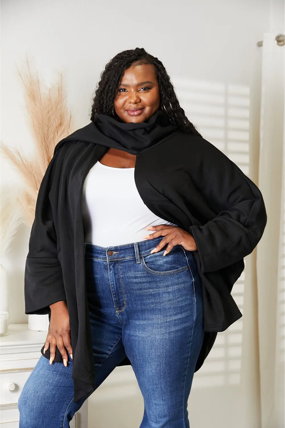 SHADOWS OPEN FRONT CARDIGAN WITH SCARF