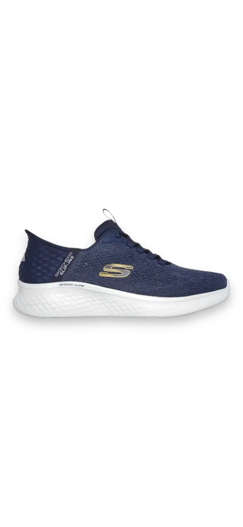 Skechers - mens navy/yellow slip in with laces - Primebase