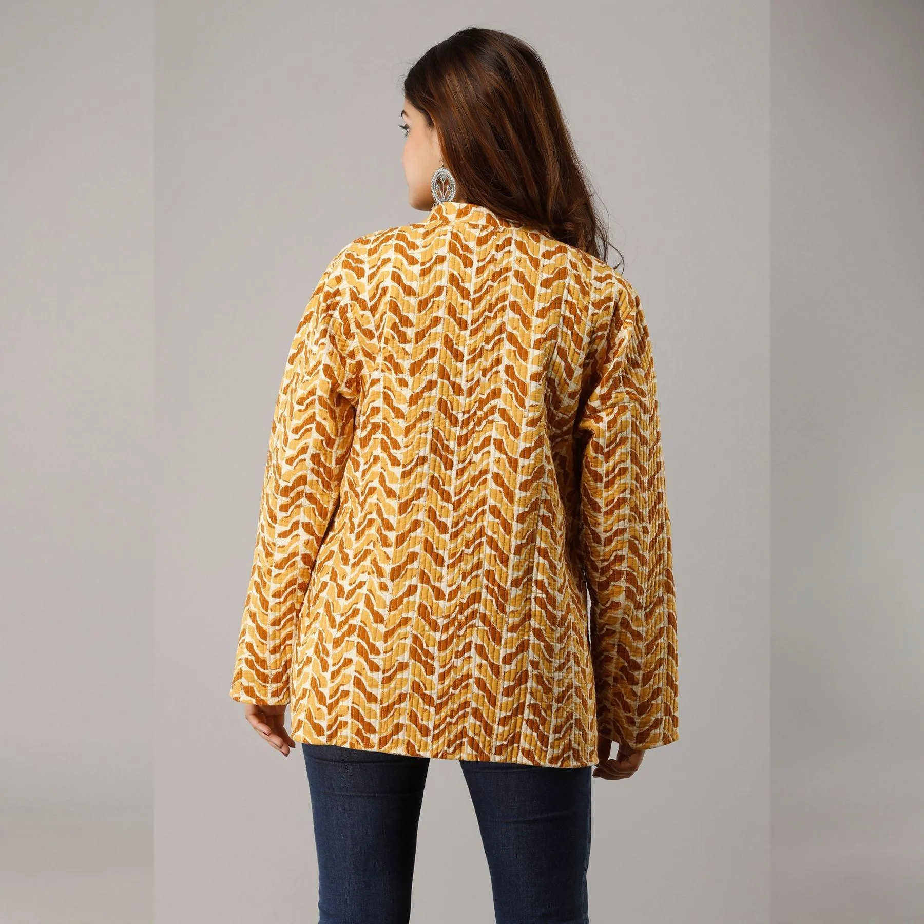 Yellow Cotton Quilted Jacket