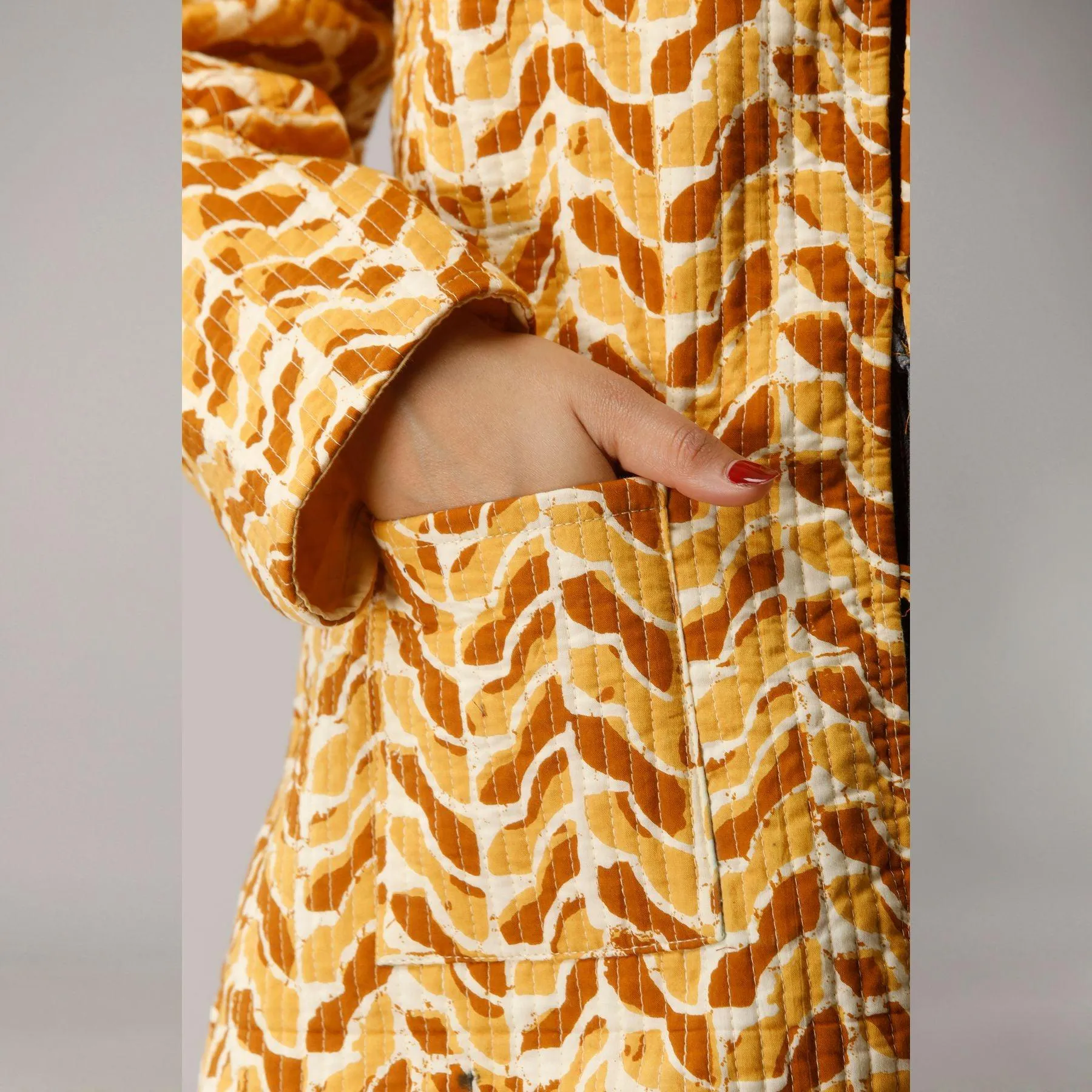 Yellow Cotton Quilted Jacket